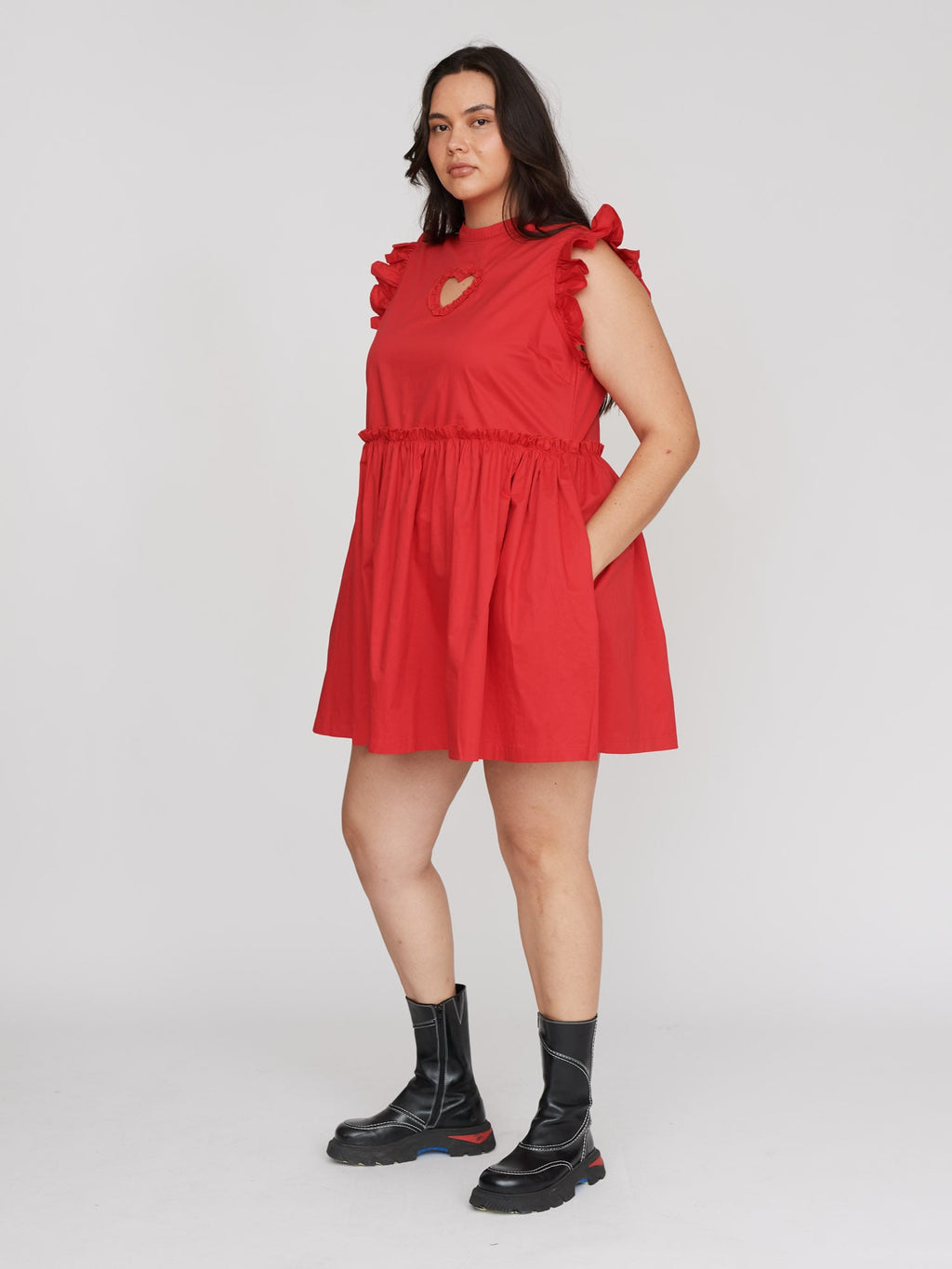 Red Cut Out  Heart Mini Dress