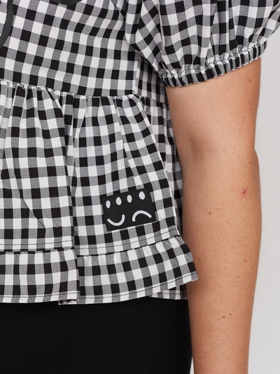 Black Grin and Bear It Gingham Top
