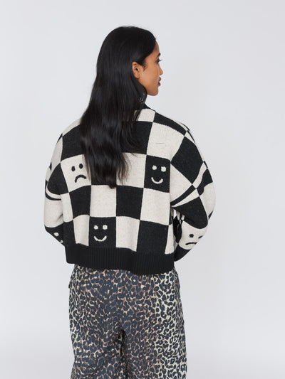 Happy Sad Checkerboard Cardigan - SHIPPING FROM 21/10