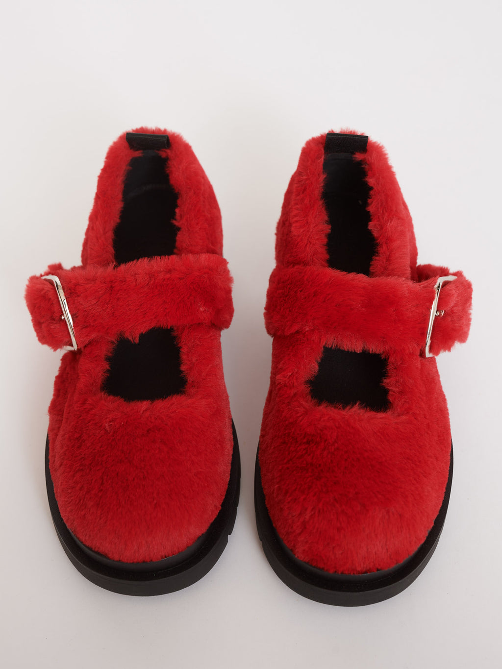 LO x Rhi Dancey Red Faux Fur Mary Janes