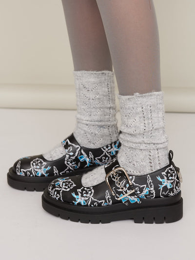 LO x Rhi Dancey Embroidered Kitten Mary Janes