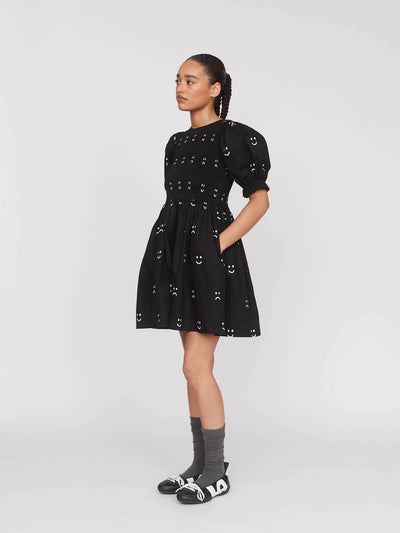 Happy Sad Shirred Mini Dress