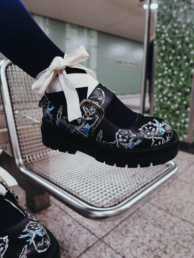 LO x Rhi Dancey Embroidered Kitten Mary Janes