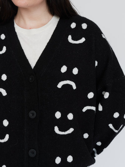 Black Happy Sad Cardigan