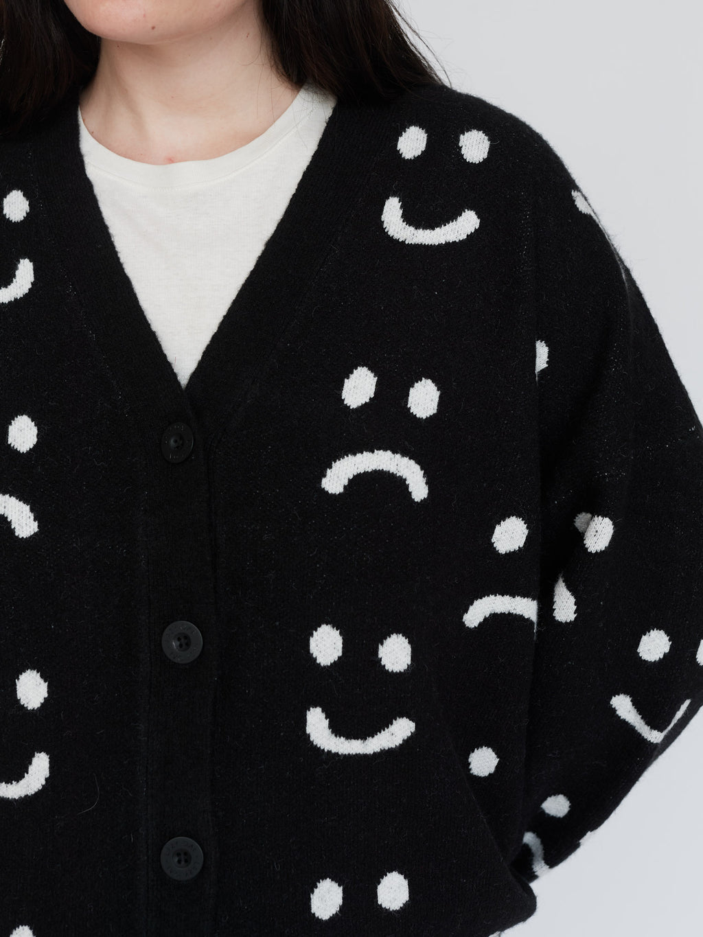 Black Happy Sad Cardigan