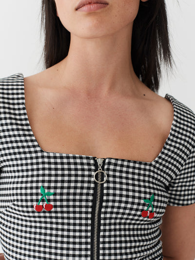 Lazy Oaf Cherry Boob Gingham Top