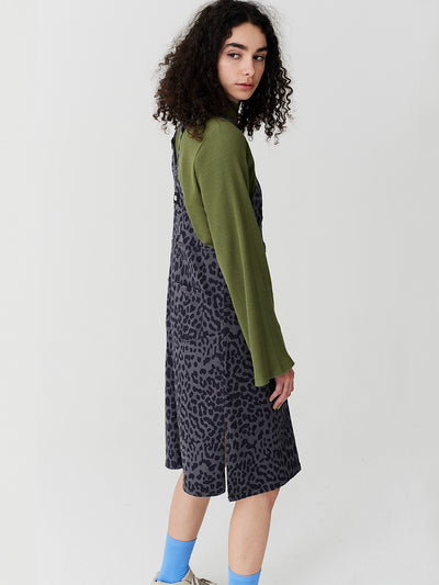 Lazy Oaf Grey Leopard Pinafore Dress