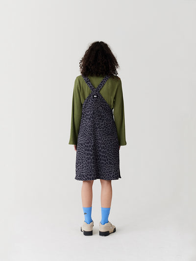 Lazy Oaf Grey Leopard Pinafore Dress