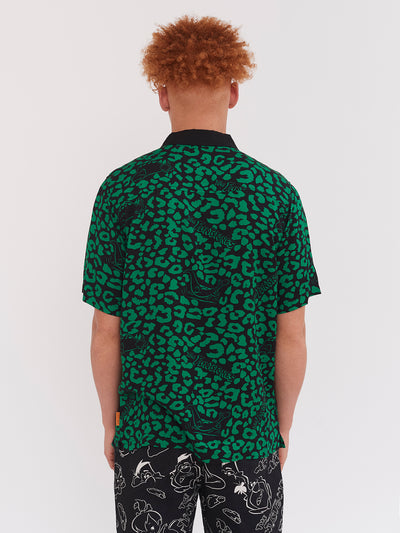 Lazy Oaf x The Flintstones Dino Leopard Bowling Shirt