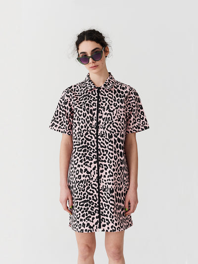 Lazy Oaf Pink Leopard Shirt Dress