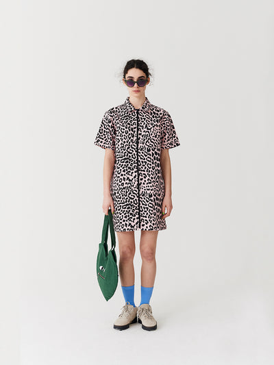 Lazy Oaf Pink Leopard Shirt Dress