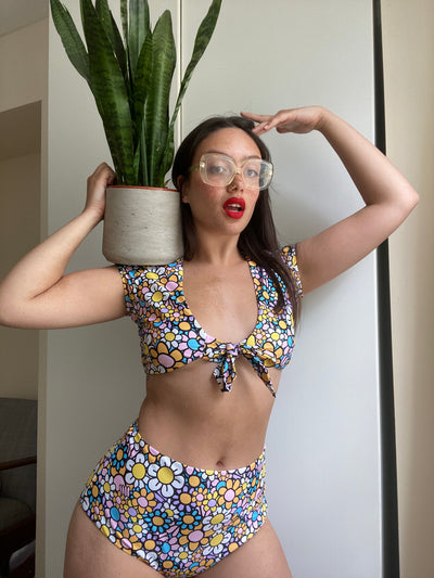 Lazy Oaf In Bloom Tie Bikini Top